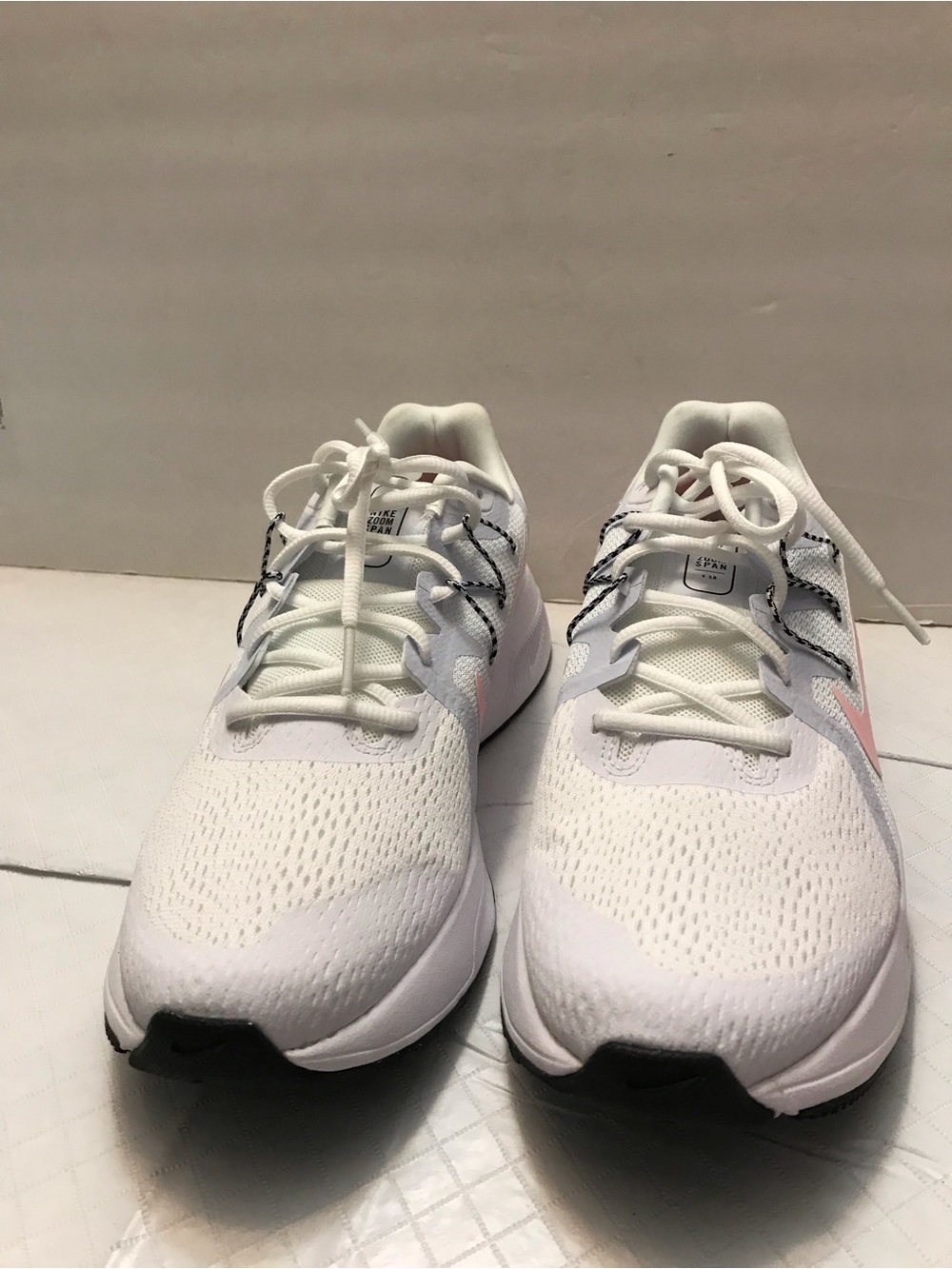 Nike White Sneakers with Pink Insole and pink Swoosh